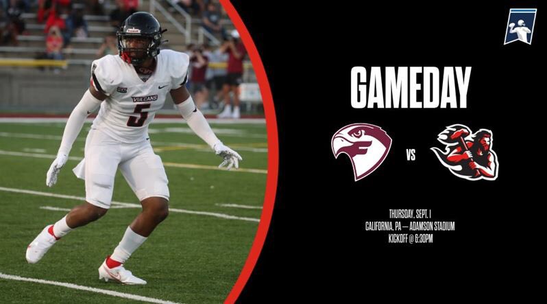 🔥2022 Season Opener🔥

📅: Tonight
⏰: 6:30pm
📍: Home vs. <a href="/FairmontStateFB/">Fairmont State Football</a>
🏟: Adamson Stadium <a href="/PennWCalifornia/">PennWest California</a>

🎥: <a href="/CUTV_PA/">CUTV</a> -Live Video
💻: <a href="/calvulcans/">California (PA) Vulcan Athletics</a> -Live Stats
📻: <a href="/919WCAL/">91.9 WCAL</a> -Live Radio
✍️: calvulcans.com/news/2022/8/31…
🗞: <a href="/MVI_sports/">MVI Sports</a> -Post Game Article

#VulcanFootball 🔥🏈