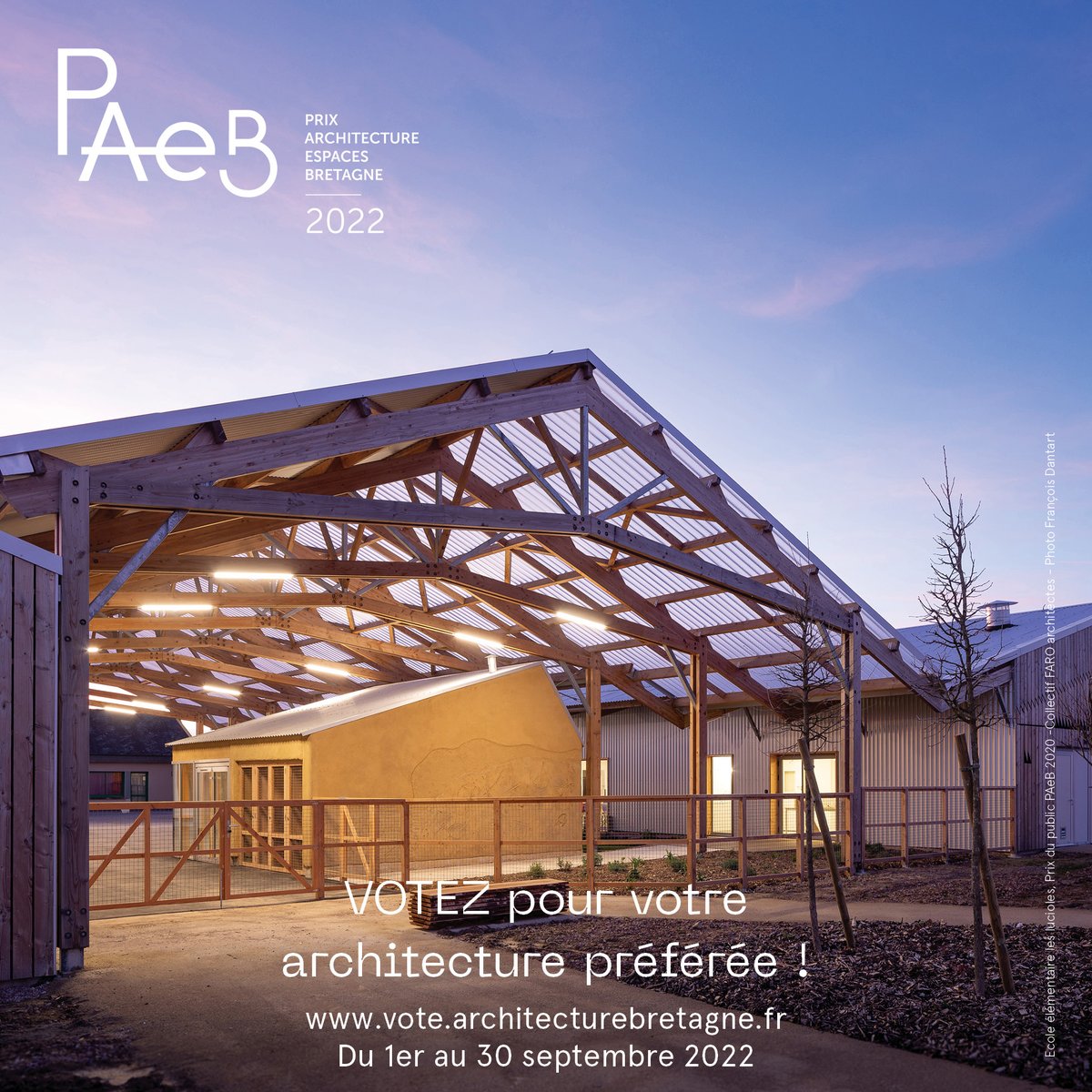 ▼▼▼ PAeB 2022 ▼▼▼
Lancement des votes pour le Prix du public du PAeB 2022. Découvrez dès à présent les 33 projets sélectionnés par le jury et votez pour vos 3 préférés ! Rdv sur vote.architecturebretagne.fr
#teamarchi #PAeB #architecture #bretagne #archi #amenagementpaysager