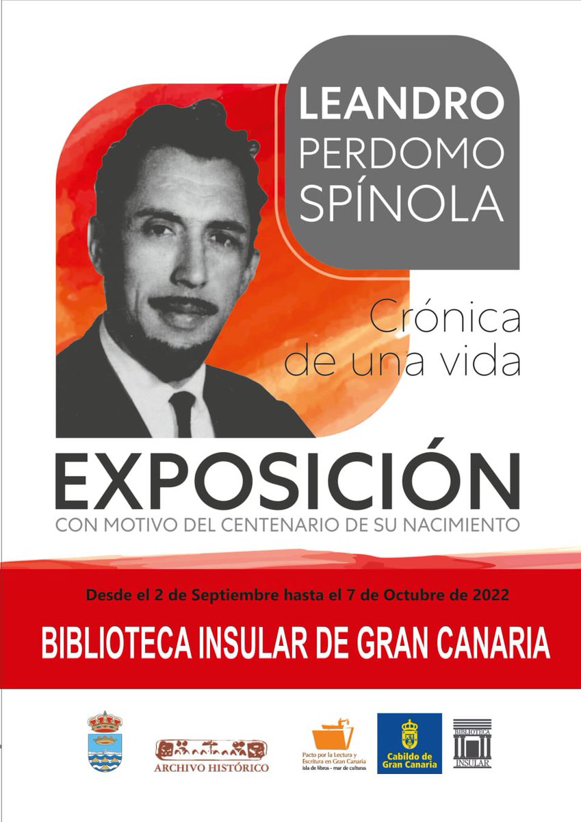La exposición “Leandro Perdomo Spínola, Crónica de una vida” llegará a partir de mañana 2 de septiembre hasta el 4 de octubre a la Biblioteca Insular de Gran Canaria, isla donde el escritor afincado en Teguise desarrolló parte de su vida y obra 👏🏻