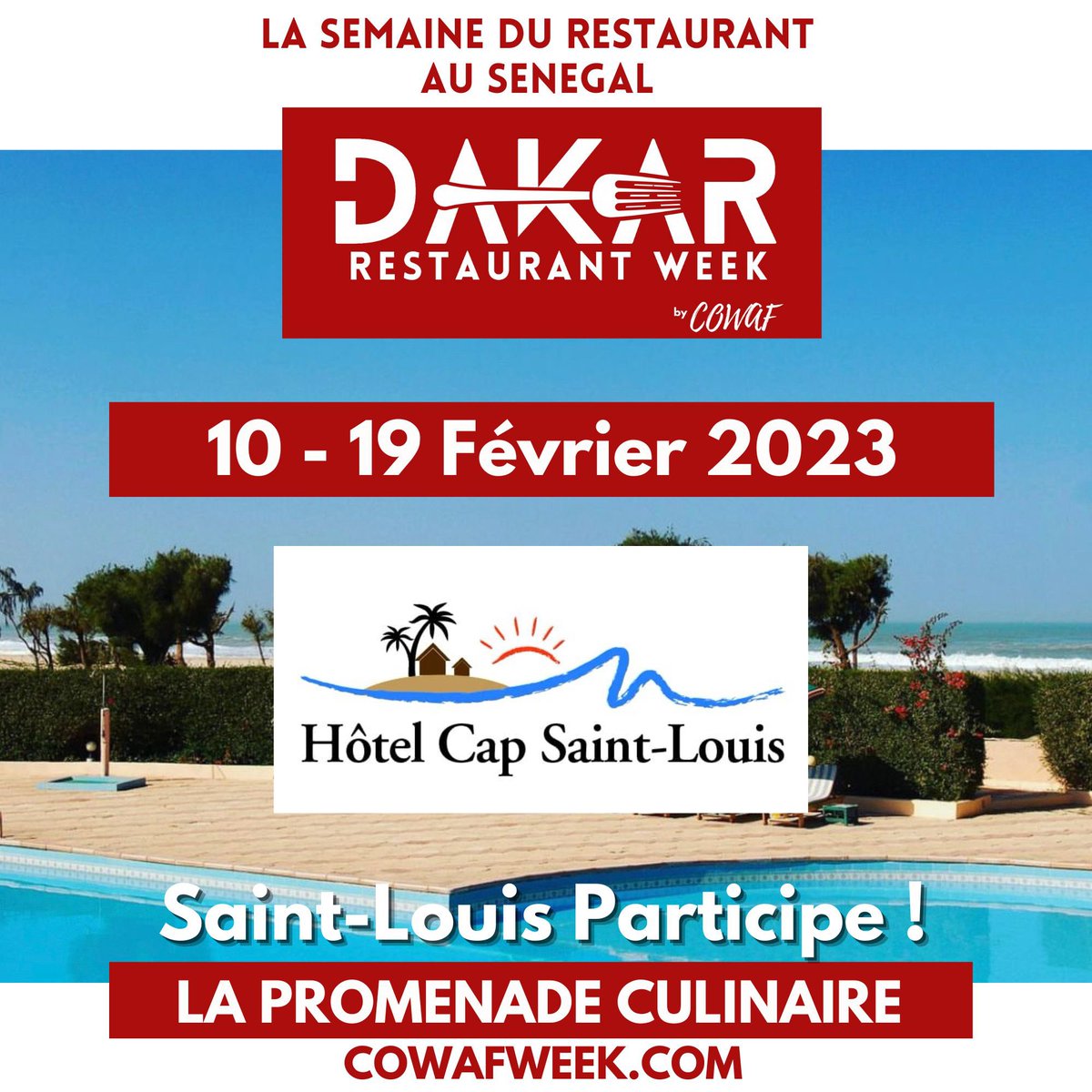 cowaf_week's tweet photo. Le Premier Restaurant à Saint-Louis et à rejoindre la promenade culinaire! 
Retrouvez bientôt @hotel_cap_saint_louis sur la liste des inscrits au Dakar Restaurant Week by COWAF 2023. https://t.co/dGZLVx2l14