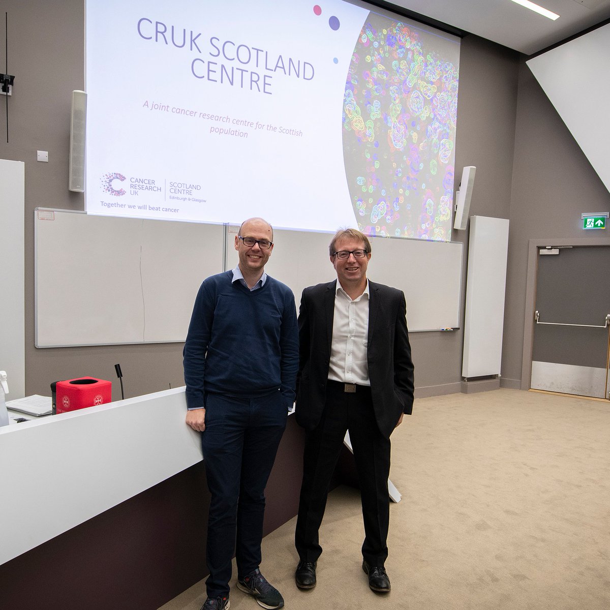 CRUKScotland's tweet photo. Exciting to see scientists from the Glasgow Beatson Institute joining fellow Cancer Research UK colleagues in Edinburgh as part of the new CRUK Scotland Centre - looking forward to new inspiring collaborations @owen_sansom @CRUK_BI @UofGlasgow @EdinburghUni @EdinUni_IGC https://t.co/Om3ODqCvTe