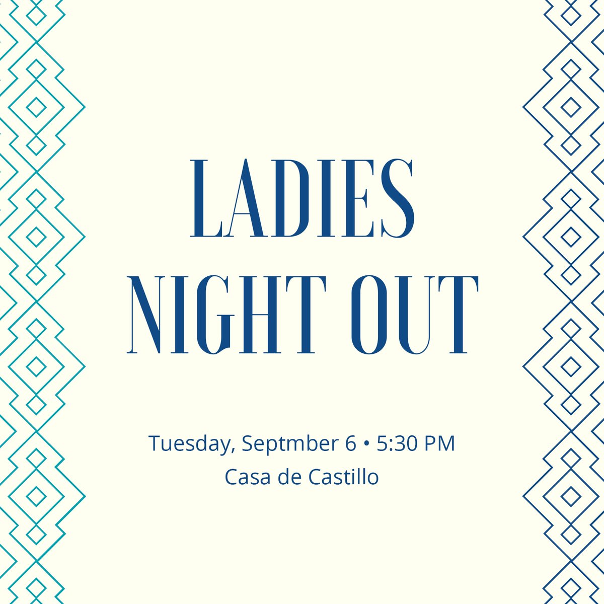 StPaulsWaco's tweet photo. The next Ladies Night Out will be on Tuesday, September 6 at 5:30 PM. We will meet at Casa de Castillo! We will also be gathering supplies for the Cove Toiletries Drive. https://t.co/an2MNeh1qp
