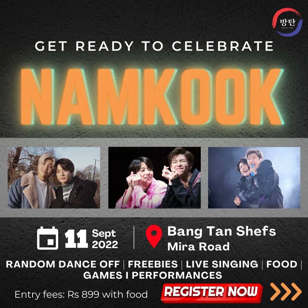 BangTanShefs's tweet photo. Let's celebrate Namjoon and Jungkook's Birthday at Bangtan Shefs on 11th September, Sunday!!
Dance performances, Live singing, Freebies, Food and Games!!💜
See you at the event!!
#JKDAY #RM #bts https://t.co/1gnSJiRIvn