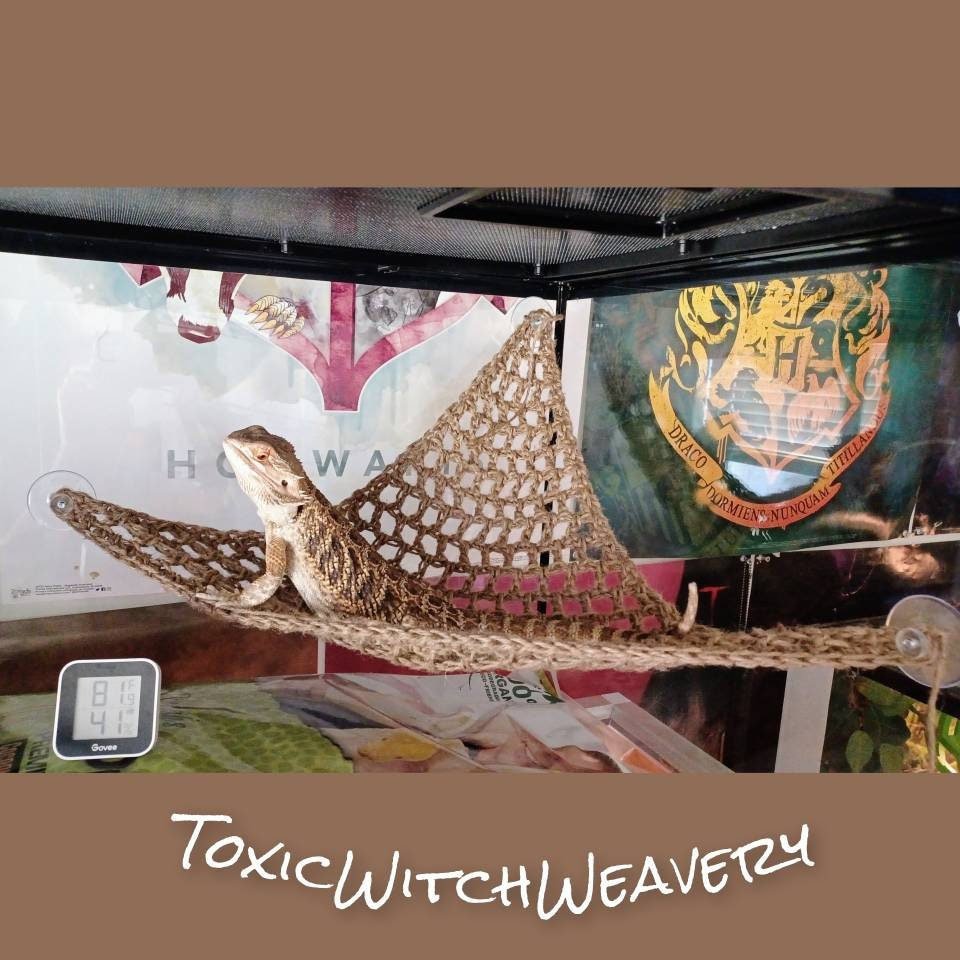 ToxicWeavery's tweet photo. ★★★★★ "Arrived on time and shipped fast! Item is very nice, the holes are large enough so beardie toes shouldn’t get stuck, but it will provide them enough comfort to sleep on. I have yet to hang it up but I’m sure my girls will love it!" Maxwell Z.  https://t.co/a5EIHkBwyJ https://t.co/nIhjJtnitE