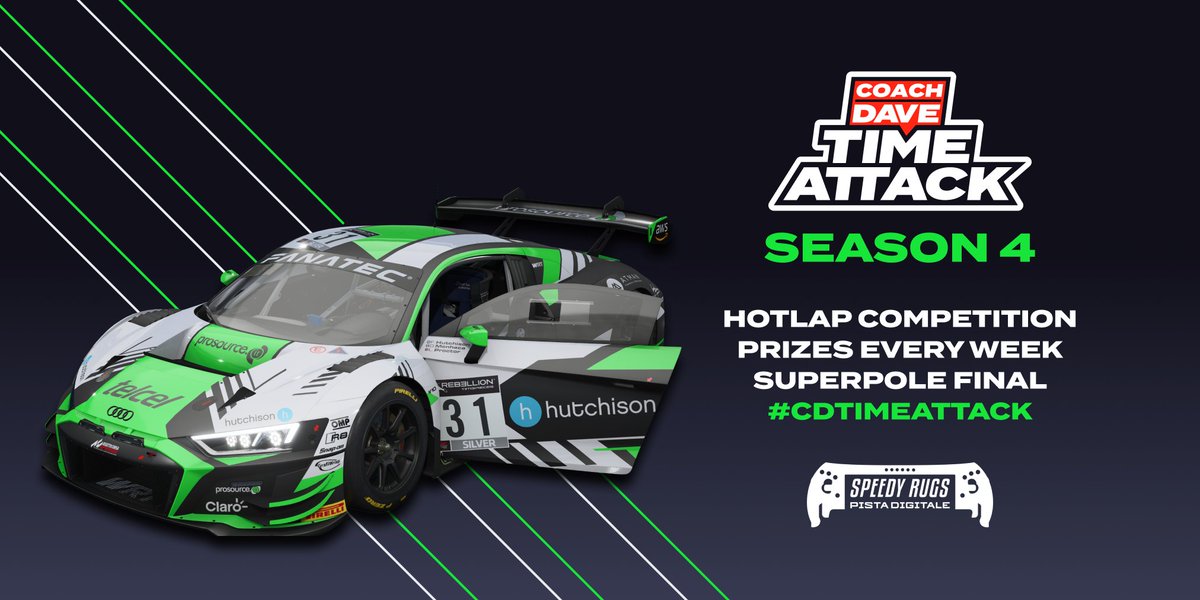 coachdavesetups's tweet photo. Challenge the #cdtimeattack champions in Coach Dave Time Attack Season 4!
๐๏ธ Tracks from the Intercontinental GT Challenge DLC
๐ 3-week shootout phase and knockout finale
๐คฉ Weekly prizes from Speedy Rugs and Coach Dave Academy
๐ฐ $1000 prize pool
โก๏ธ https://t.co/JP3RO0J1FL https://t.co/nx9AkZbOi6