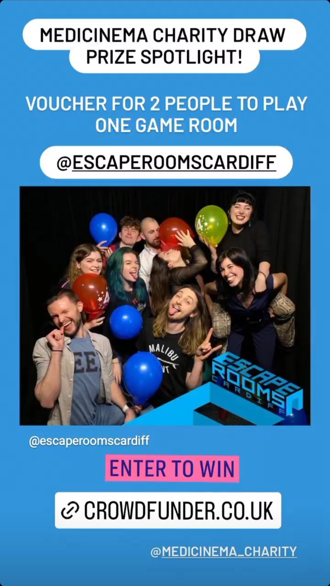 berfaann's tweet photo. Only 3 days left to win this amazing prize donated by @EscapeRoomsCF! All money raised goes to @MediCinema, get your tickets here: https://t.co/z95Ac1dWzP https://t.co/nzJJN4RyO5