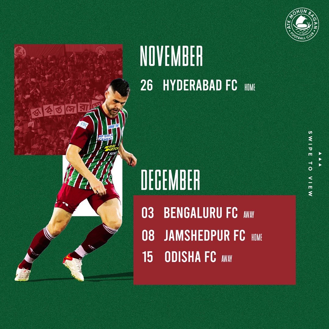 mohunbagansg's tweet photo. THE DATES ARE OUT!

We begin our Hero ISL campaign on 10th October ✅ (2/2)

#ATKMohunBagan #JoyMohunBagan #AmraSobujMaroon https://t.co/H8QDUCfP57