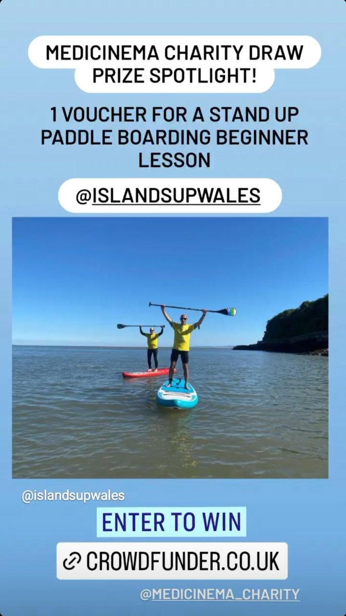berfaann's tweet photo. Only 3 days left to win this amazing prize donated by @IslandSUPWales! All money raised goes to @MediCinema, get your tickets here: https://t.co/z95Ac1dWzP https://t.co/OdBPRo0ocd
