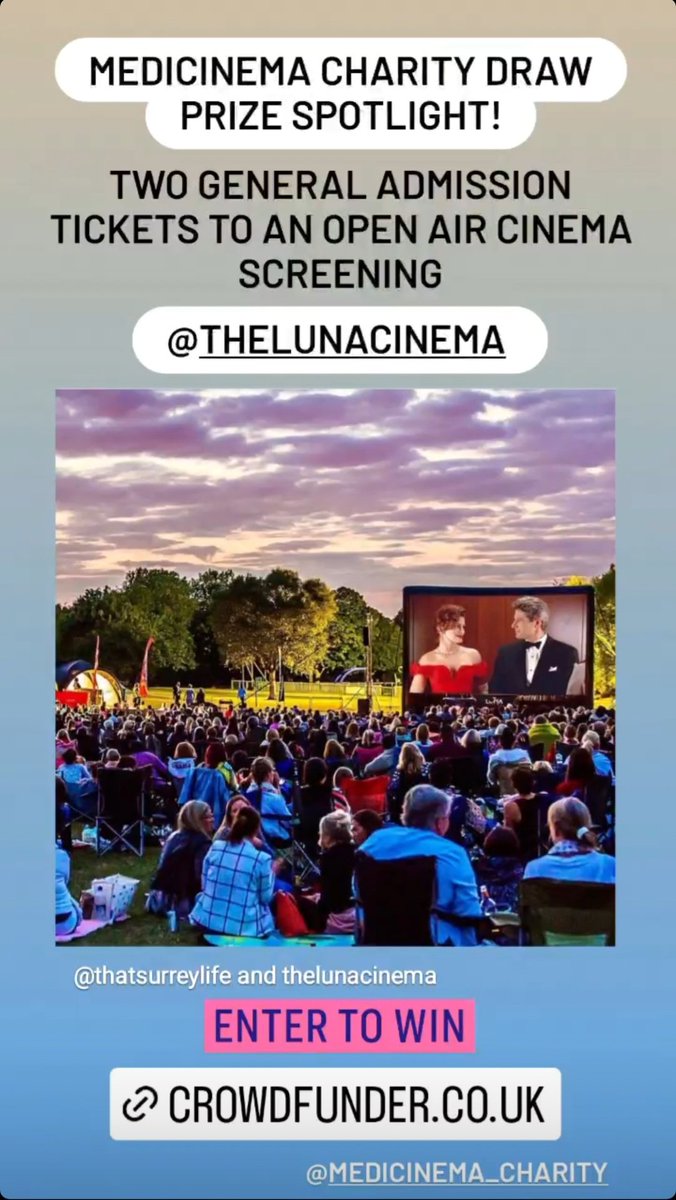 berfaann's tweet photo. Only 3 days left to win this amazing prize donated by @TheLunaCinema! All money raised goes to @MediCinema, get your tickets here: https://t.co/z95Ac1dWzP https://t.co/wJykchbhNw