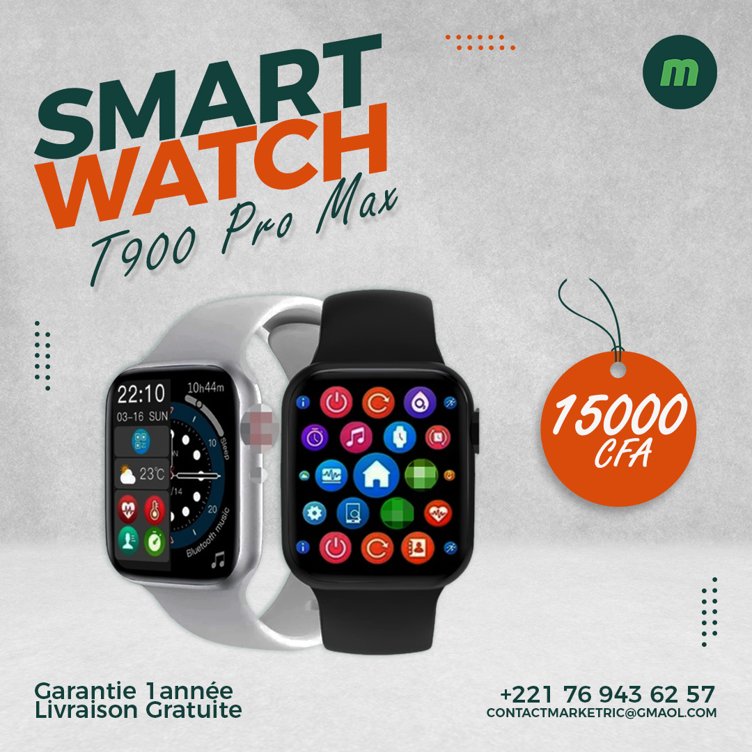 _marketric's tweet photo. La toute nouvelle montre connectée T900 pro max est actuellement disponible chez #Marketric.
Disponible en couleur noire, blanche et beige.
👉Tel : 769436257
Livraison gratuite en moins de 2h😊
#marketric #store #boutiqueenligne #dakar #senegal #Kebetu https://t.co/VFMHg7cfU7