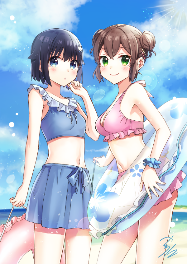 「夏の小森さんと水野さん#小森さんと大林くん 」|べっこうリコのイラスト