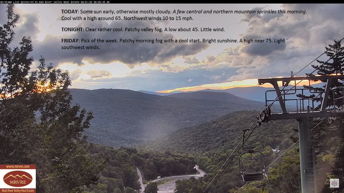 with_hill's tweet photo. #Cool early Sep. weather on cue today, but a little more summer just around the corner for Saturday. Tomorrow is my Pick. Two very nice days ahead. A weak #CoolFront will raise #shower chances Sunday, the front hangs up to our south Labor day with more showers possible. #Vermont https://t.co/Vugz35By04
