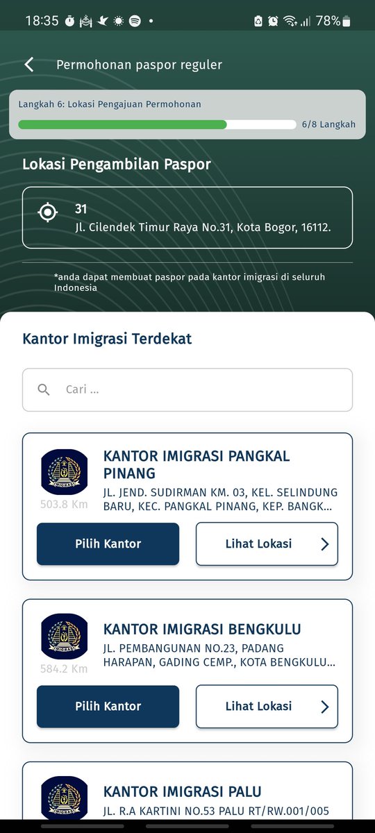 fajaradhwinata's tweet photo. @ImigrasiBogor Min kok begini. Malah jauh bgt ke bengkulu, sampe papua kantor nya , saya mau pilih lewat peta, petanya ga keluar. Cari Bogor ga ada. Saya mau perpanjang e paspor https://t.co/OM0IjSrJxK