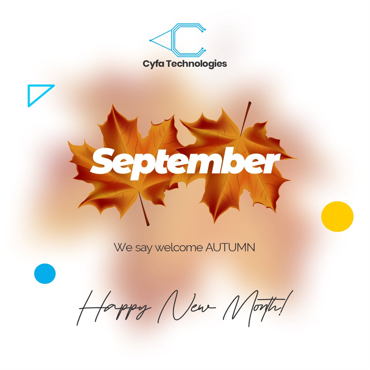 Cyfatechnology's tweet photo. We welcome AUTUMN 🍂. #autumn #autumnvibes #newmonth #September https://t.co/IwjUgV93Bp
