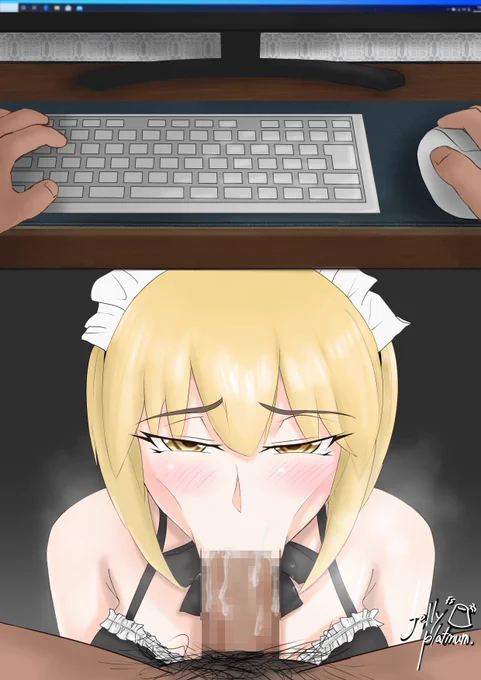 黒セイバーさんが机の下で・・・ 