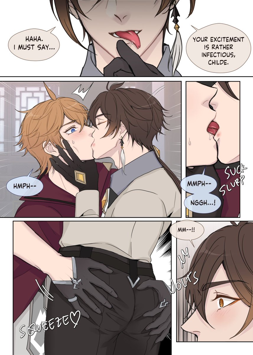 Jaerinka20's tweet photo. Dragon tongue kiss from Zhong li #tartali #GenshinImpact #タル鍾 https://t.co/B4ockUTtEe