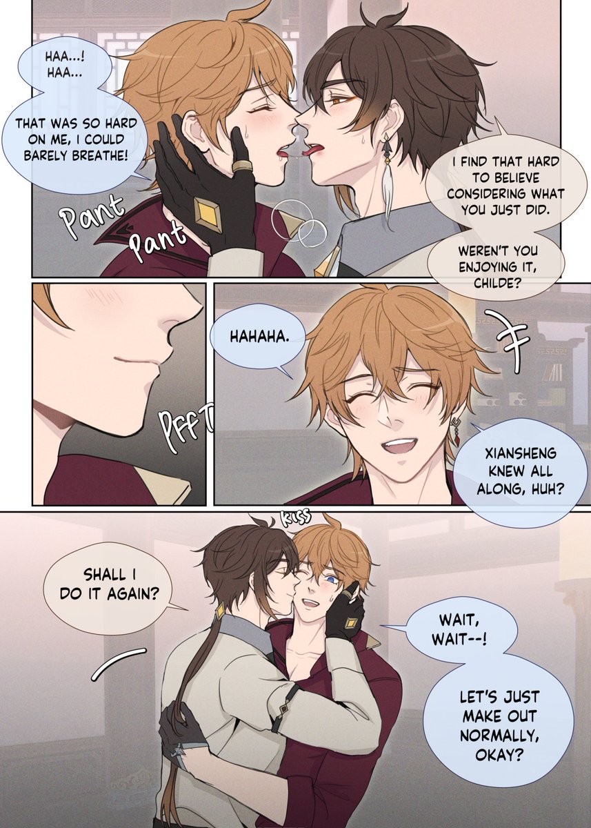 Jaerinka20's tweet photo. Dragon tongue kiss from Zhong li #tartali #GenshinImpact #タル鍾 https://t.co/B4ockUTtEe
