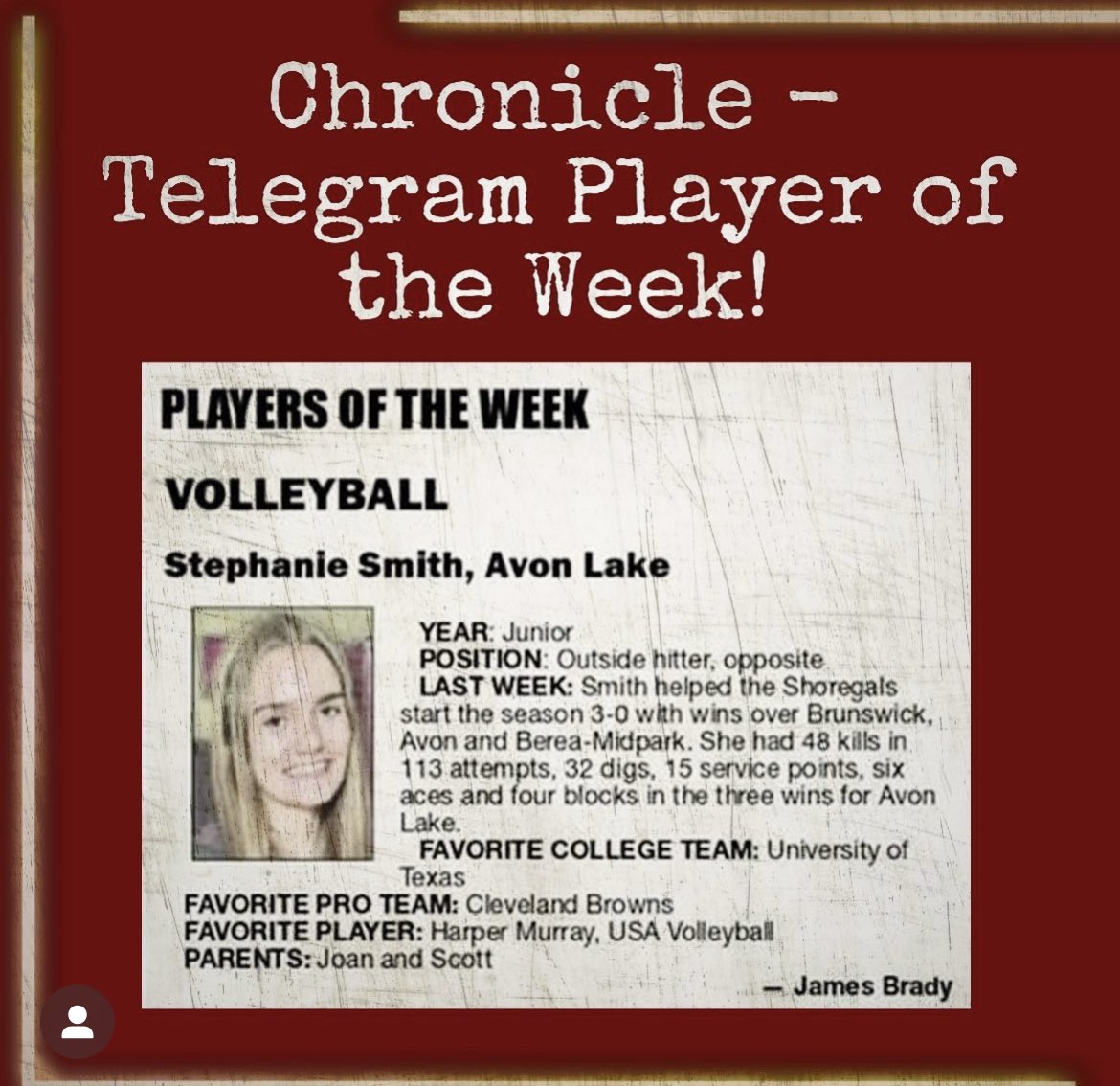 ALVolleyball's tweet photo. 🚨PLAYER OF THE WEEK ALERT🚨
Shout out to one of our outside hitters Stephanie Smith for being named @YourChronicle player of the week! 
Congrats Stephanie!! #limitout https://t.co/20p7ffttWv