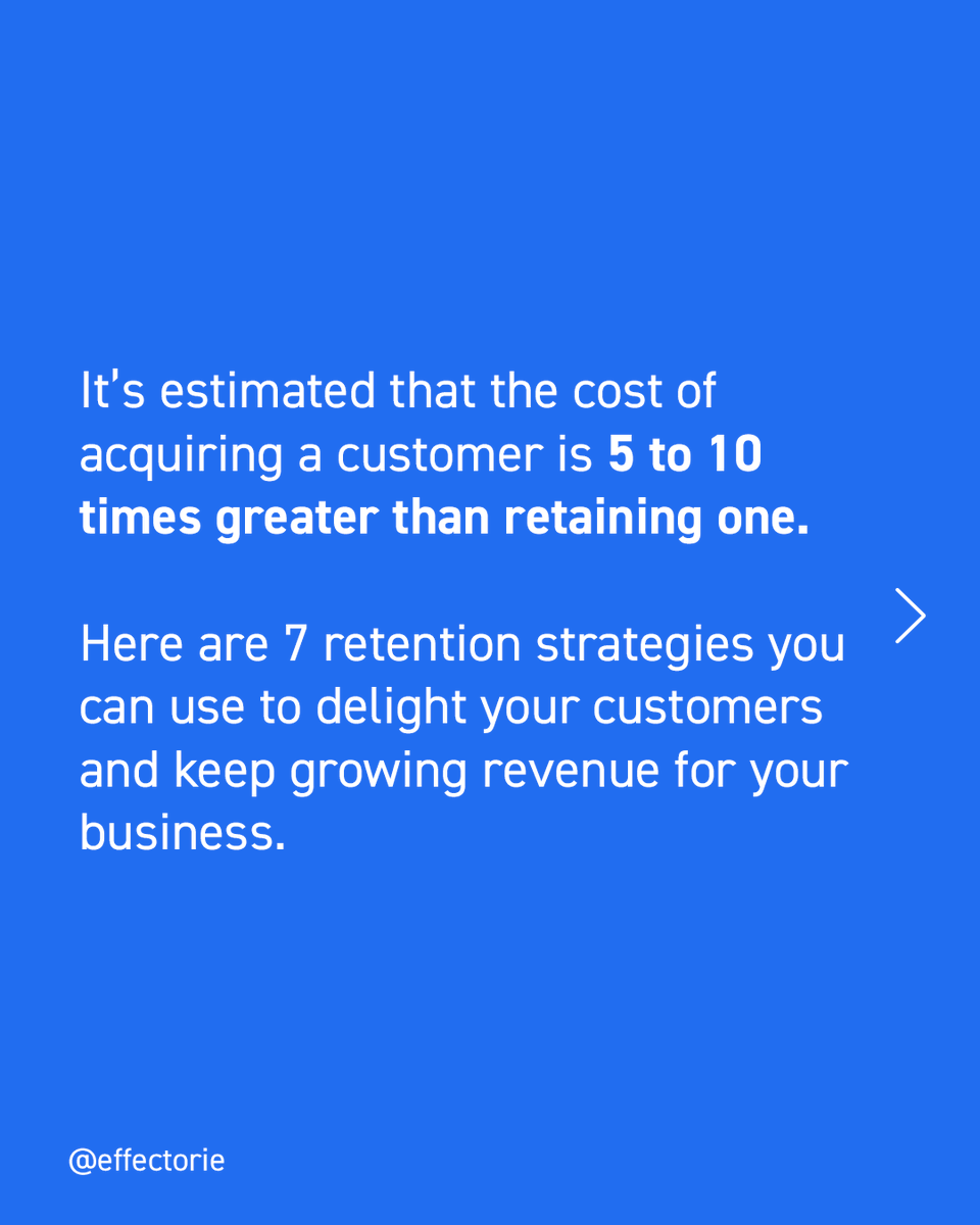 effectorie's tweet photo. 44% of businesses focus on customer acquisition while only 18% focus on customer retention. Swipe to see the 7 retention strategies you could implement in your e-commerce business👉 https://t.co/5HpQpNqisa