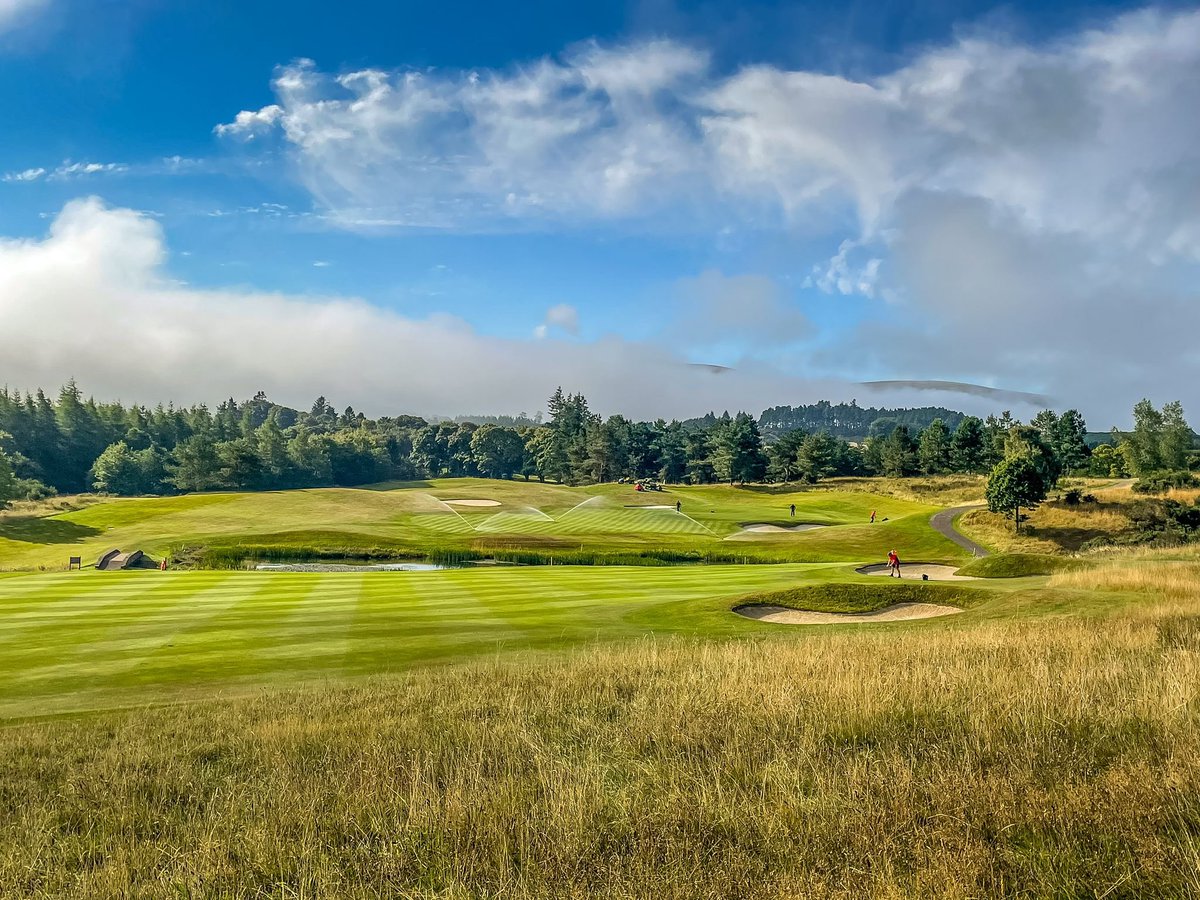 GleneaglesGolf's tweet photo. Early morning set up on The PGA Centenary Course draws to a close after a foggy start…best of luck to all those playing in round two of our International Pro Am https://t.co/i3jHwBMfZt