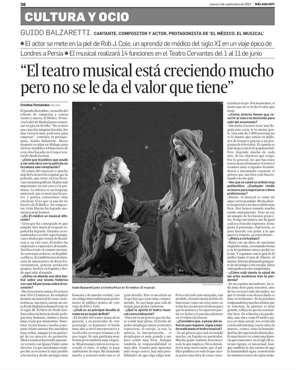 Desde hoy y hasta el 11/09 @elmedicomusical en el histórico @teatrocervantes de Málaga 🎭