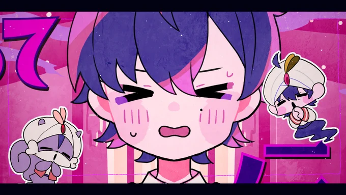【お仕事】#紺色のおしごと ～イラスト編～志麻さんオリジナル楽曲「Magiないカリグラフィック」のMVにてイラストと映像を制作させていただきましたロゴも背景もミニキャラもまぁるくんも怪しげかわいくなってますMagiないカリグラフィック /志麻 