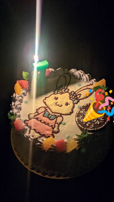 今年のケーキはオリジナルイラストで作ってもらいました 