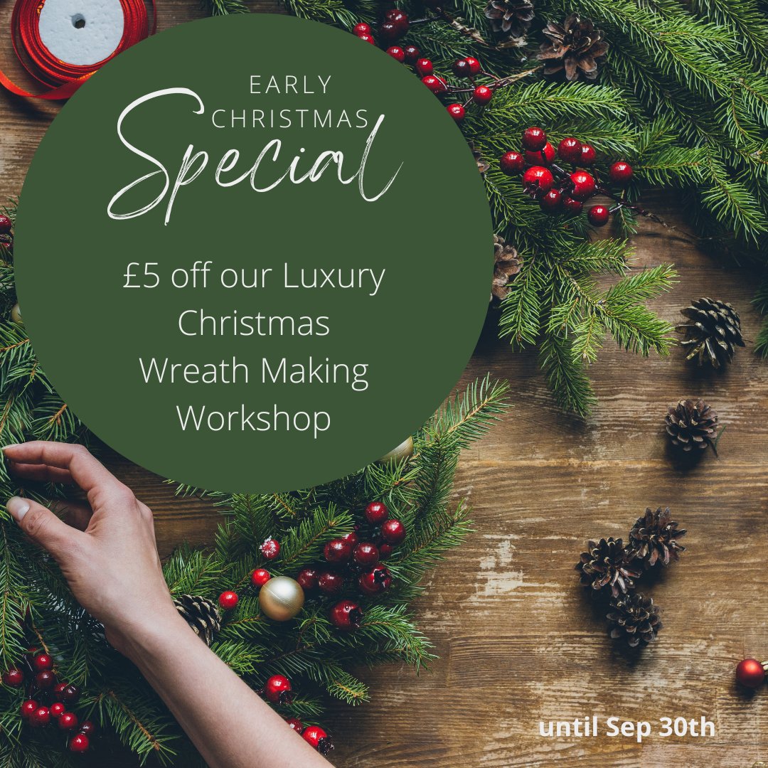 🎄 Get your early bird discount on a Luxury 14' Christmas Wreath Making Workshop - 5 dates available!

Normal price £55
£5 off with code: EARLYBIRDXMAS

Our incredibly popular Christmas wreath making workshops are back for the fourth year running. - mailchi.mp/61cf3de03f1d/e…