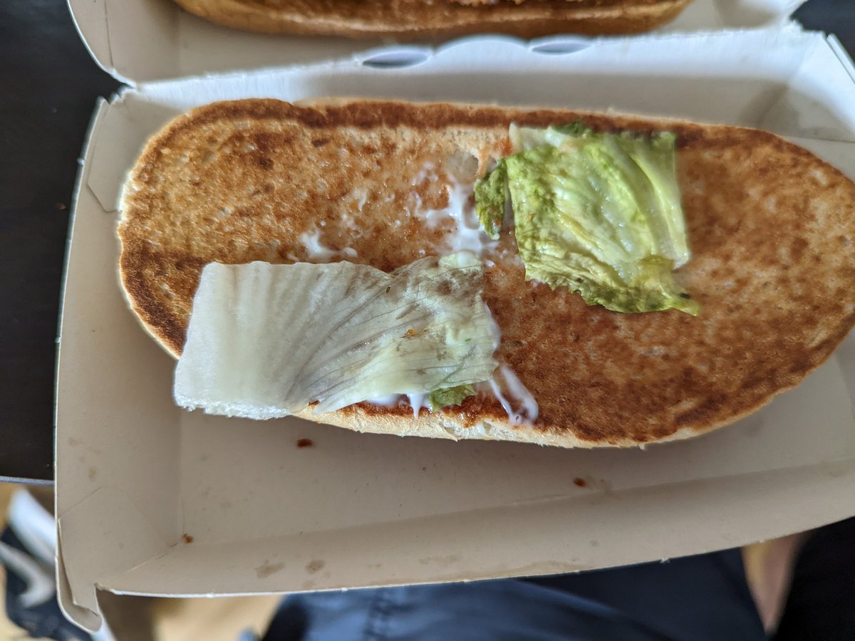 mlowden's tweet photo. @McDonaldsUK chicken legend with mayo. Nothing legendary about it... Not much mayo or lettuce! https://t.co/OiD3PcruJ2