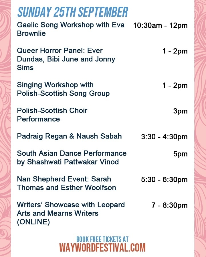 waywordabdn's tweet photo. It is September and that means only one thing - WayWORD 2022 is only weeks away! Take a swipe through the programme to view the many wonderful events taking place and book your free tickets at https://t.co/1duOkSl0uD https://t.co/ZjwrUlImym