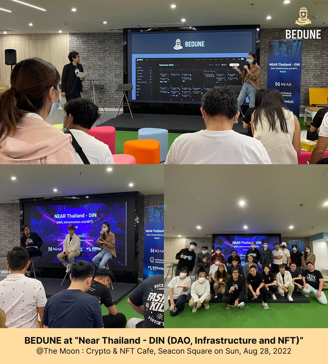Near Malaysia x Near Community Bangkok event,“DIN - DAO, Infrastructure, NFT" hosted by <a href="/KillSwitch_Defi/">KillSwitch.finance</a>

Another good &amp; new experience to meet founders of <a href="/near_malaysia/">NEAR Malaysia</a> <a href="/3six9OFFICIAL/">3six9</a> <a href="/oct_network/">Octopus Network</a> <a href="/contributedao/">ContributionDAO</a> <a href="/harmoniesDAO/">harmonies</a> <a href="/Apemetaerror/">APE META ERROR</a>
 NTMY &amp; hope we can join some ways! 😊
