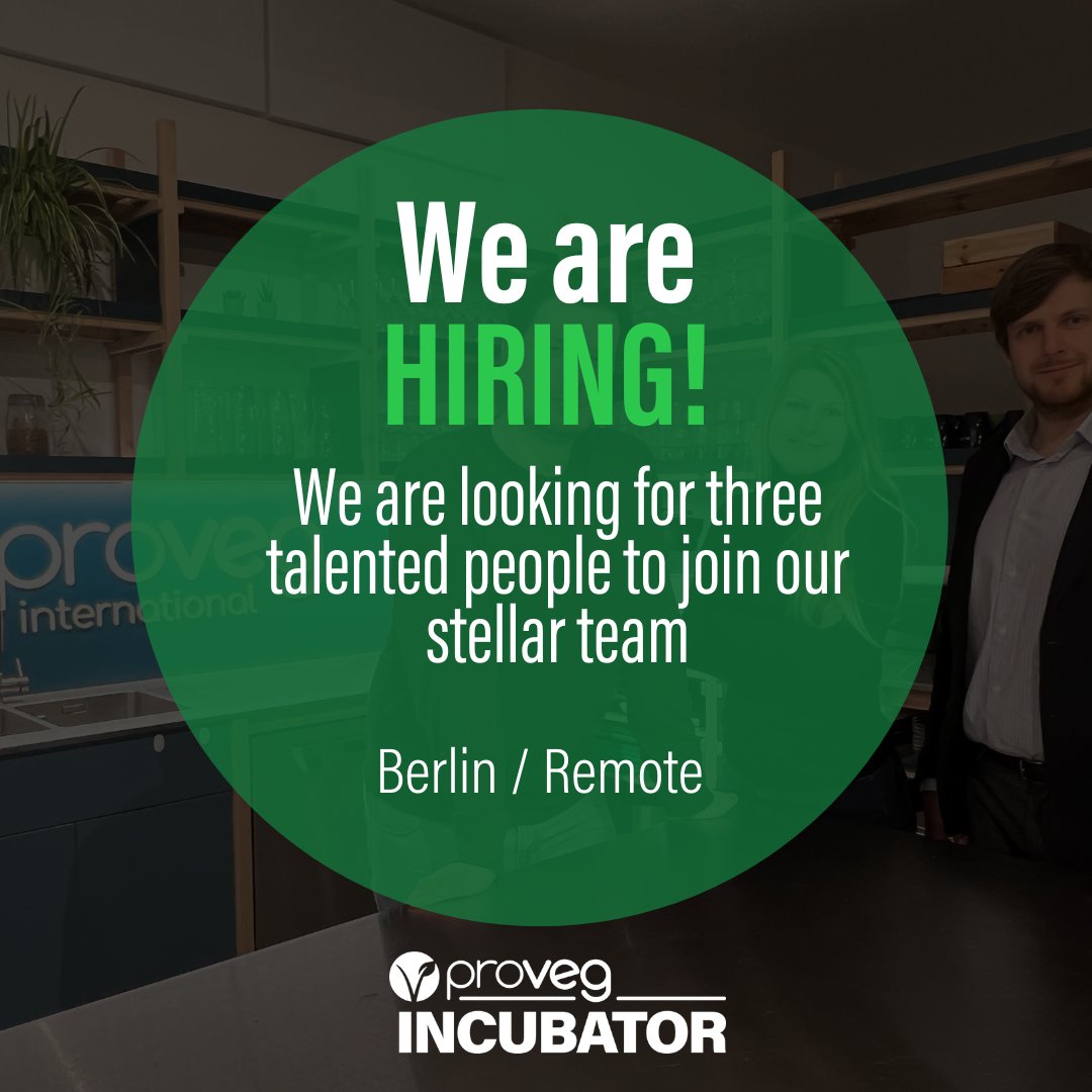 Good news.. our team is growing! ✨🎉Check it out the positions we have available:

🔎 Startup Scout
📢 Marketing &amp; Communications Manager
📲 Internship or Federal Volunteer Service as a Digital Communications Assistant

Apply now 👇
proveg.jobs.personio.de