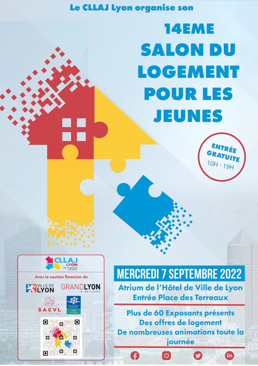 cllajlyon's tweet photo. 👋 Nous organisons notre 14eme édition du Salon du Logement pour les Jeunes !

Vous n’avez pas encore trouvé de logement pour cette rentrée ? 

Nous vous invitons le mercredi 7 septembre de 10h à 19h à l’Atrium de l’Hotel de Ville https://t.co/r8e91wVNF8