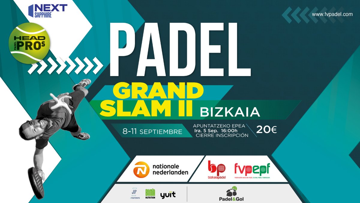 💎 La inscripción en la nueva categoría #WPTNextSapphire abierta en la 2ª prueba del #GSBizkaiaFVP_EPF (<a href="/padelandgol/">Padel&Gol</a> #Santurtzi 8-11 septiembre). No admite jugadores del ‘top 50’ <a href="/WorldPadelTour/">World Padel Tour</a> 
¡Elige bien tu categoría y apúntate a la prueba! ✍️ bit.ly/3A6qSpj