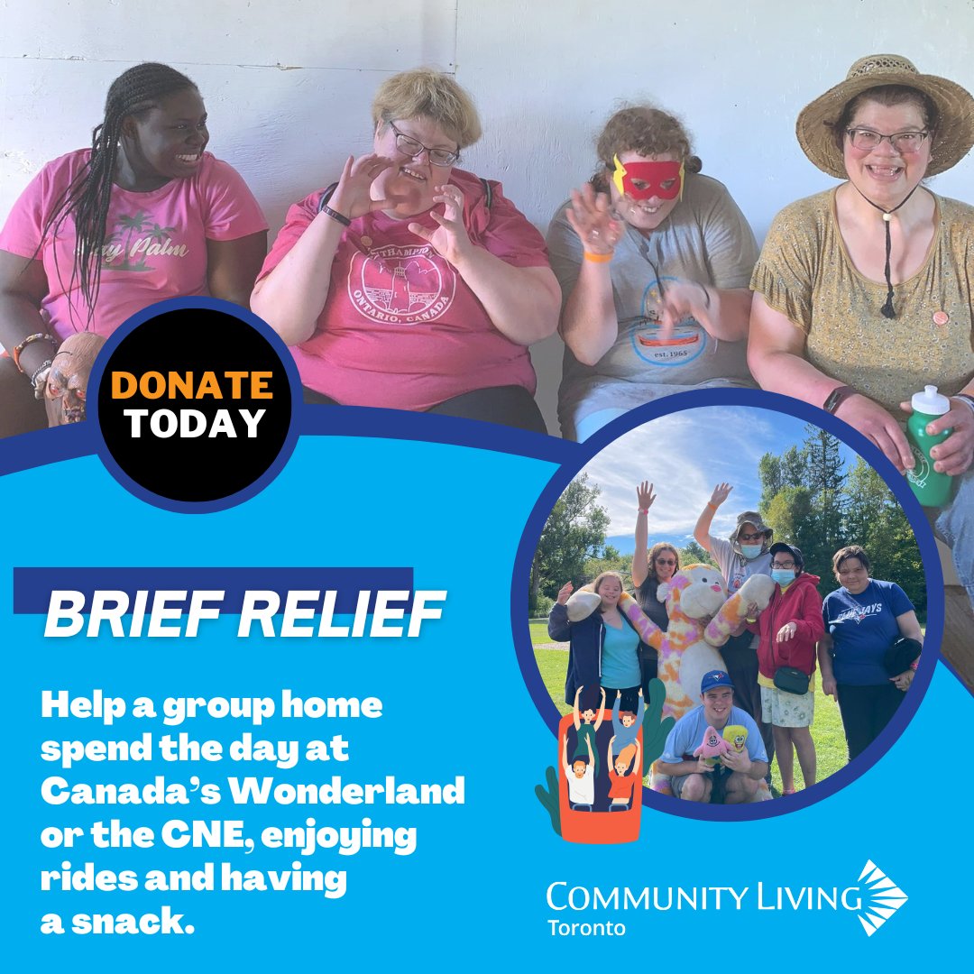 CLToronto's tweet photo. Respite Choices is a moment of a #BriefRelief for the people we support and caregivers. Gift a group home an opportunity to enjoy rides at @WonderlandNews, @LetsGoToTheEX or any other activity to bring them endless joy this Fall season. 🎢🌞

Donate Today: https://t.co/AbjgB94nLY https://t.co/rGvlCqjOzu