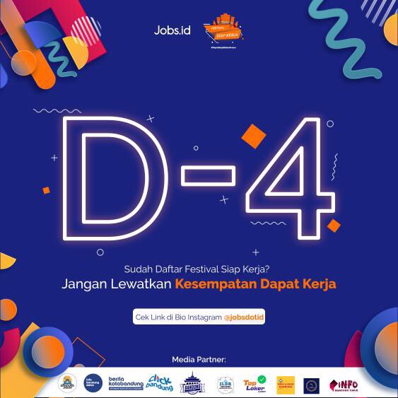 jobsdotid's tweet photo. D-4!!!

Apakah kamu sudah daftar Festival Siap Kerja? Tinggal hitungan hari lagi kamu semakin dekat dengan pekerjaan impianmu! 

Daftar dan catat tanggalnya baik-baik ya!

Daftar sekarang, cek link di bio kami yaa 😊😊

#FestivalSiapKerja #dapatkerjabebasdrama https://t.co/z46ENQ6qS5