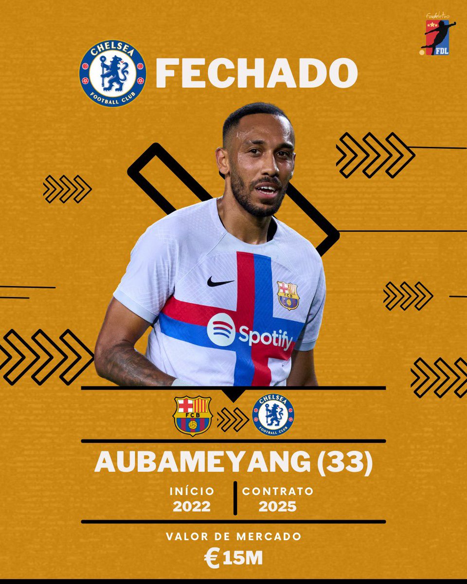 foideletra's tweet photo. 🚨| Aubameyang está de volta a Premier League. O Chelsea chegou a um acorda de €14 milhões + Marcos Alonso junto ao Barcelona.

#Chelsea #CFC #Barcelona #FCB https://t.co/srbX9UNSWv