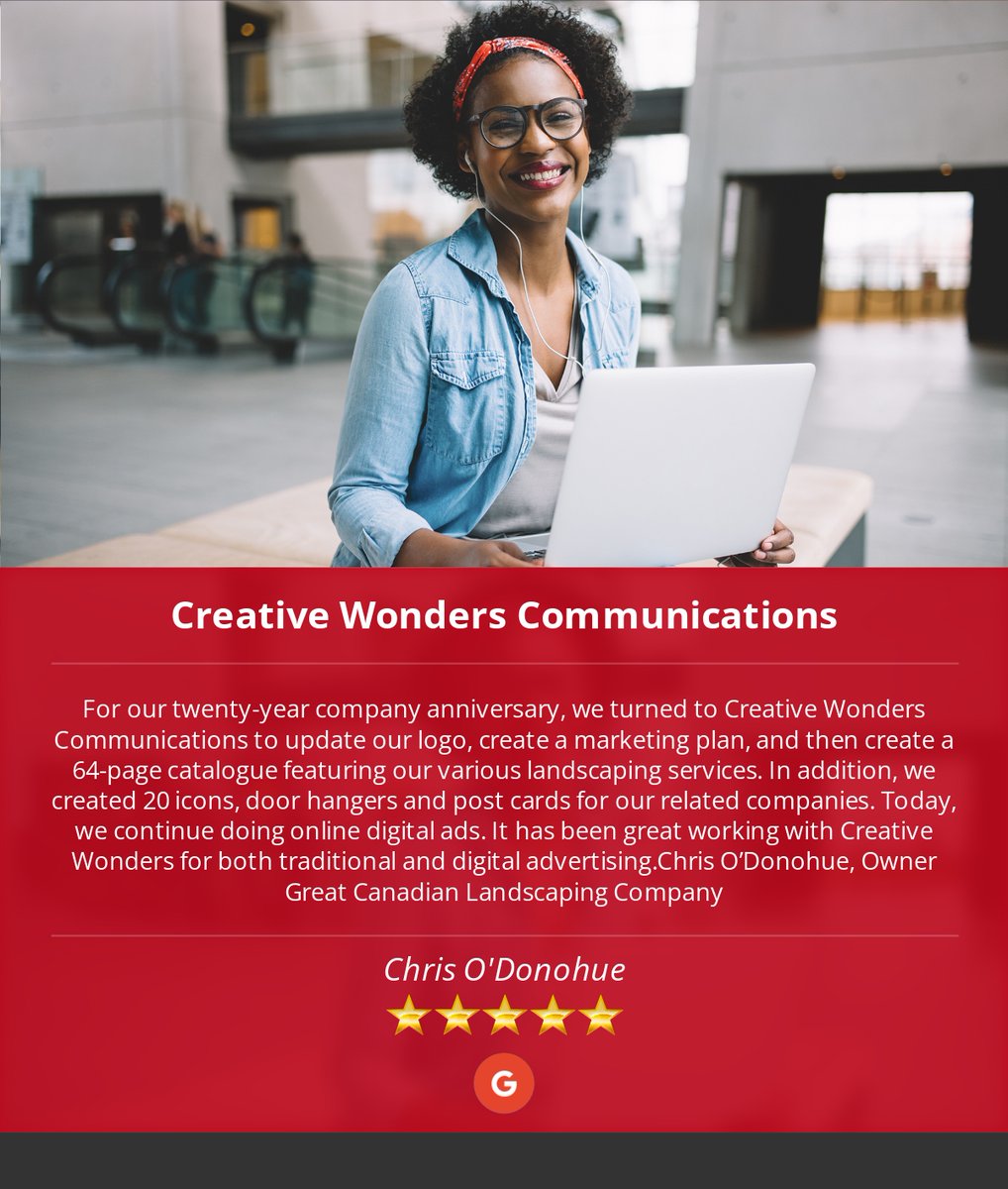 CreativeWonders's tweet photo. 5 Star: Chris O. "For our twenty-year company anniversary, we turned to Creative Wonders Communications to..." https://t.co/s7tEuRroaC https://t.co/WONDaD7pvI