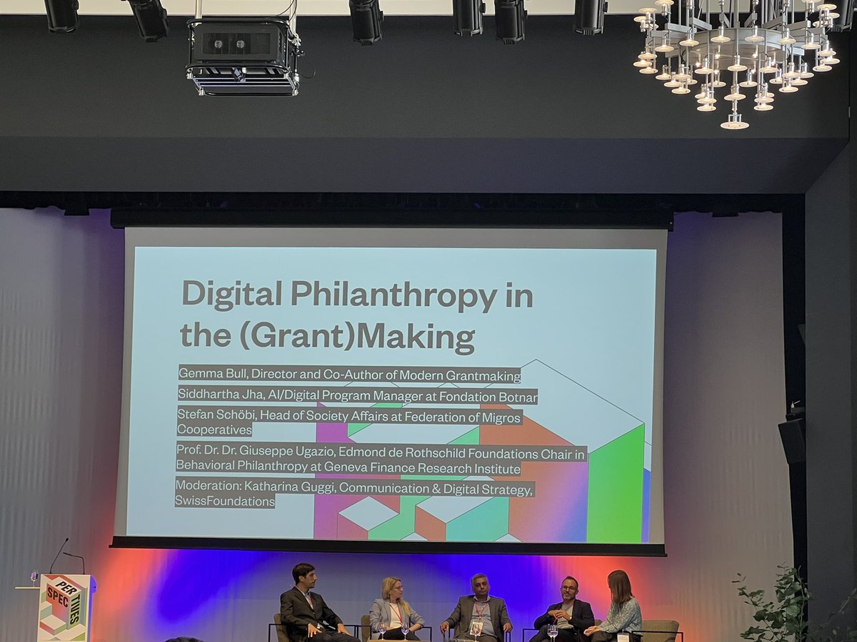 <a href="/SwissFdns/">SwissFoundations</a> <a href="/GemmaCBull/">Gemma</a> <a href="/stefanschoebi/">Stefan  Schöbi</a> <a href="/GiuseppeUgazio/">gugazio</a> <a href="/katharinaguggi/">katharina guggi</a> excellent panel at Swiss Foundation Symposium on how digital solutions may democratize philanthropy, moving decisions from closed doors to communities of lifed experience