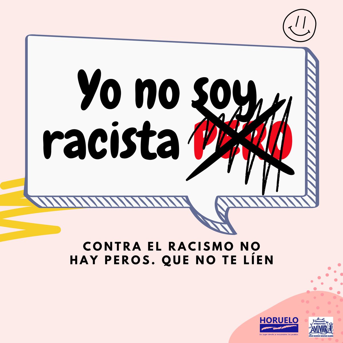 💊Contra el racismo no hay peros

#AvivarHoruelo #AsociacionHoruelo #ConvivenciaHoruelo #SanBlasCanillejas #PildorasContraLaXenofobia