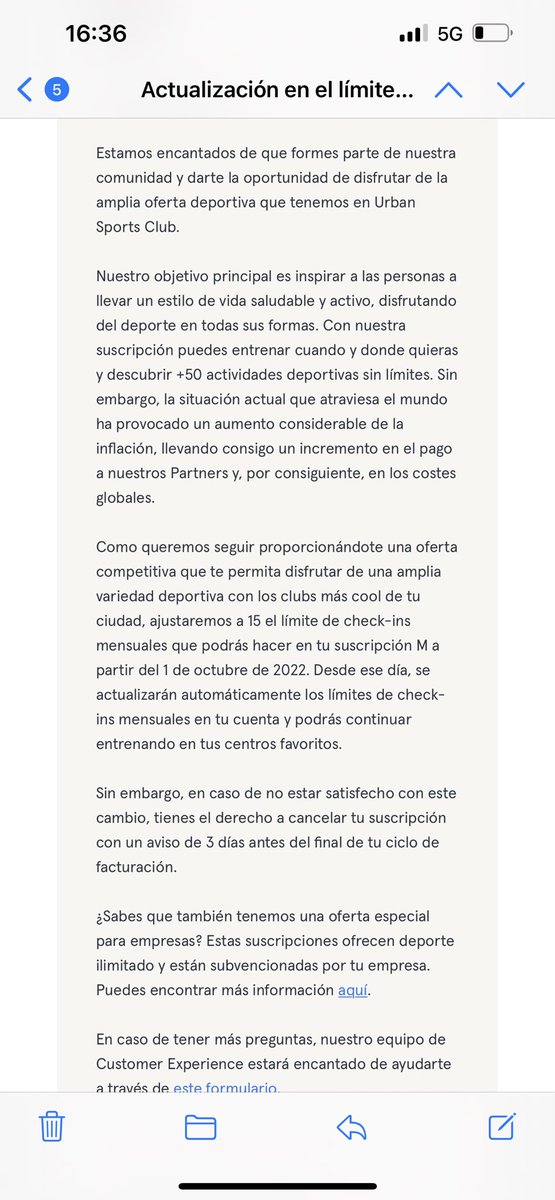 lalaserrano_'s tweet photo. @urbansportsclub “como queremos seguir proporcionando una oferta competitiva” mantengo el precio y doy la mitad. Un tanto desorbitado y excesivo reducirlo a la mitad no? https://t.co/FKs5Wuswk6