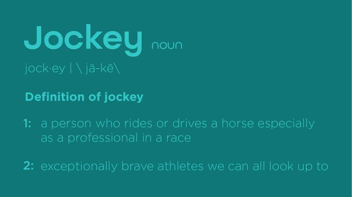 JockeysWorld's tweet photo. We’re redifining the meaning of ‘jockey’. #jockeyschamps #thebravest https://t.co/RJfo09PlNs