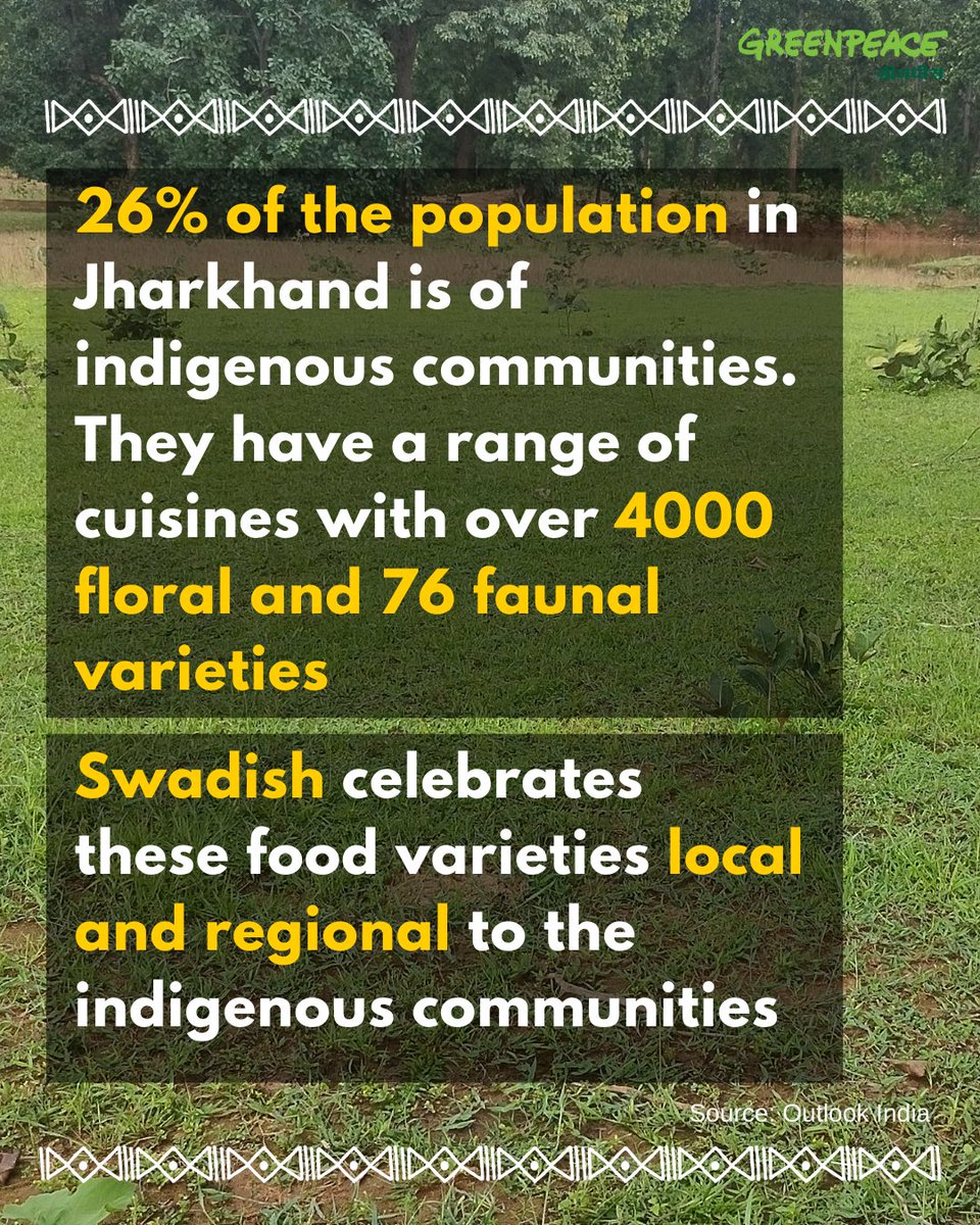 greenpeaceindia's tweet photo. What makes the #indigenous communities' diet and food to be nutritious as well as #climate resilient? Let's find out! #Swadish celebrates them and their food.
Coming soon!
(Swadish event and content has developed under guidance of the #adivasi communities in #Jharkhand) https://t.co/CoJdmy3zLD