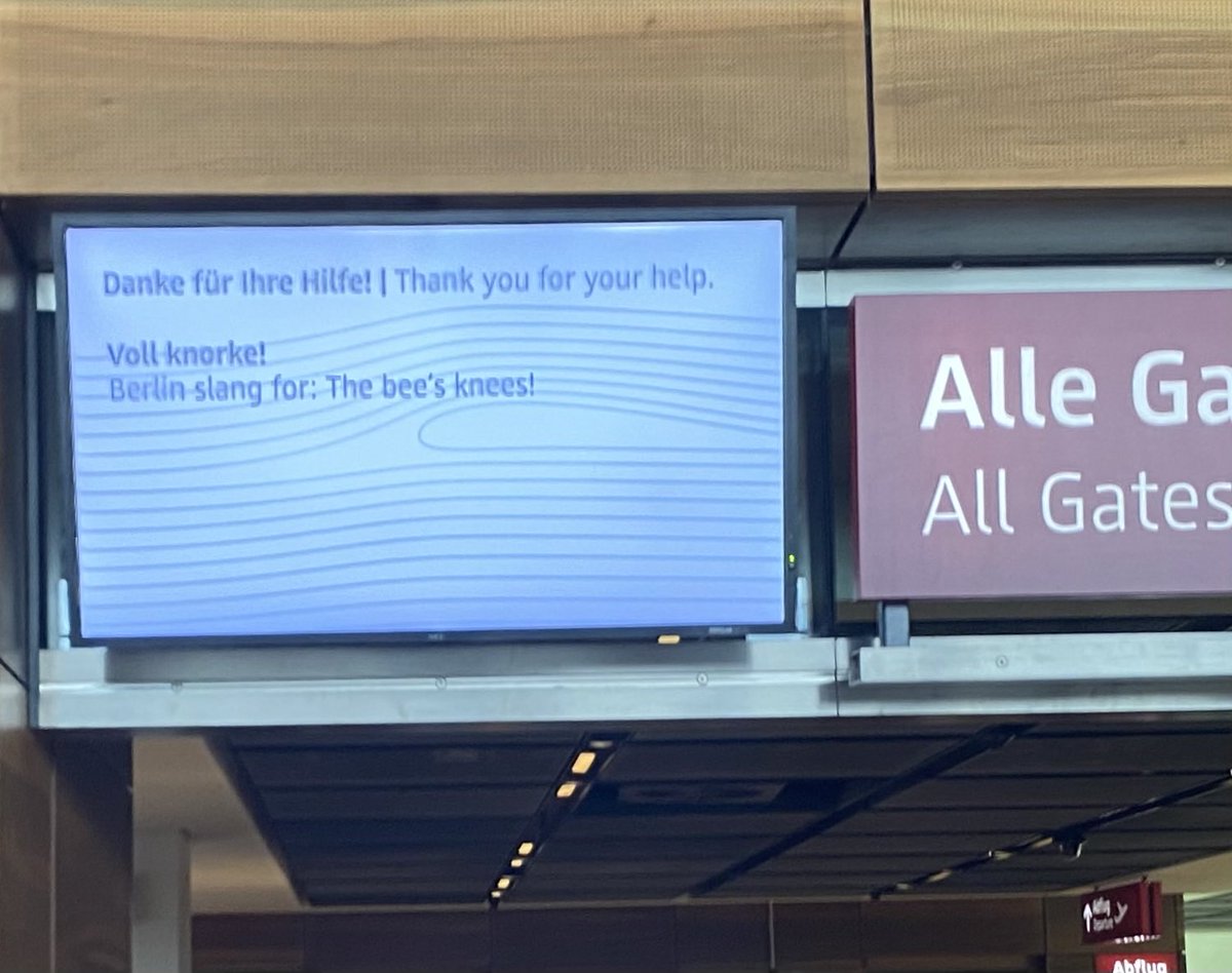 jwruffles's tweet photo. Tried the new #BERrunway today (that I read about in @20PercentBerlin).
Amazingly… It worked well - much shorter that the other security lines. Priority line was slightly shorter today, but only just. Even have some educational amusement for the wait. https://t.co/RNppnSgNal
