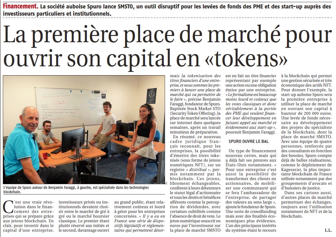 SpuroBlockchain's tweet photo. Merci à Laurent Locurcio et MatotBraine ,l’hebdomadaire d’information économique et juridique explique très clairement et simplement le mécanisme et les fondements de la première place de marché de capitalisation en token #NFT . ouvrir son capital en #token et monnaie fiduciaire https://t.co/TIkcClHKZD