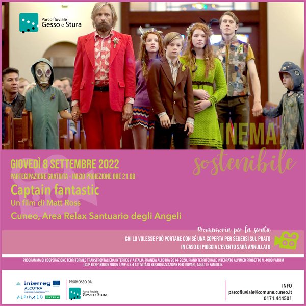 “Captain Fantastic”: una serata di cinema all’aperto al Parco fluviale <a href="/ParcoGessoStura/">Parco fluviale Gesso e Stura</a> 
parcofluvialegessostura.it/news/dettaglio…