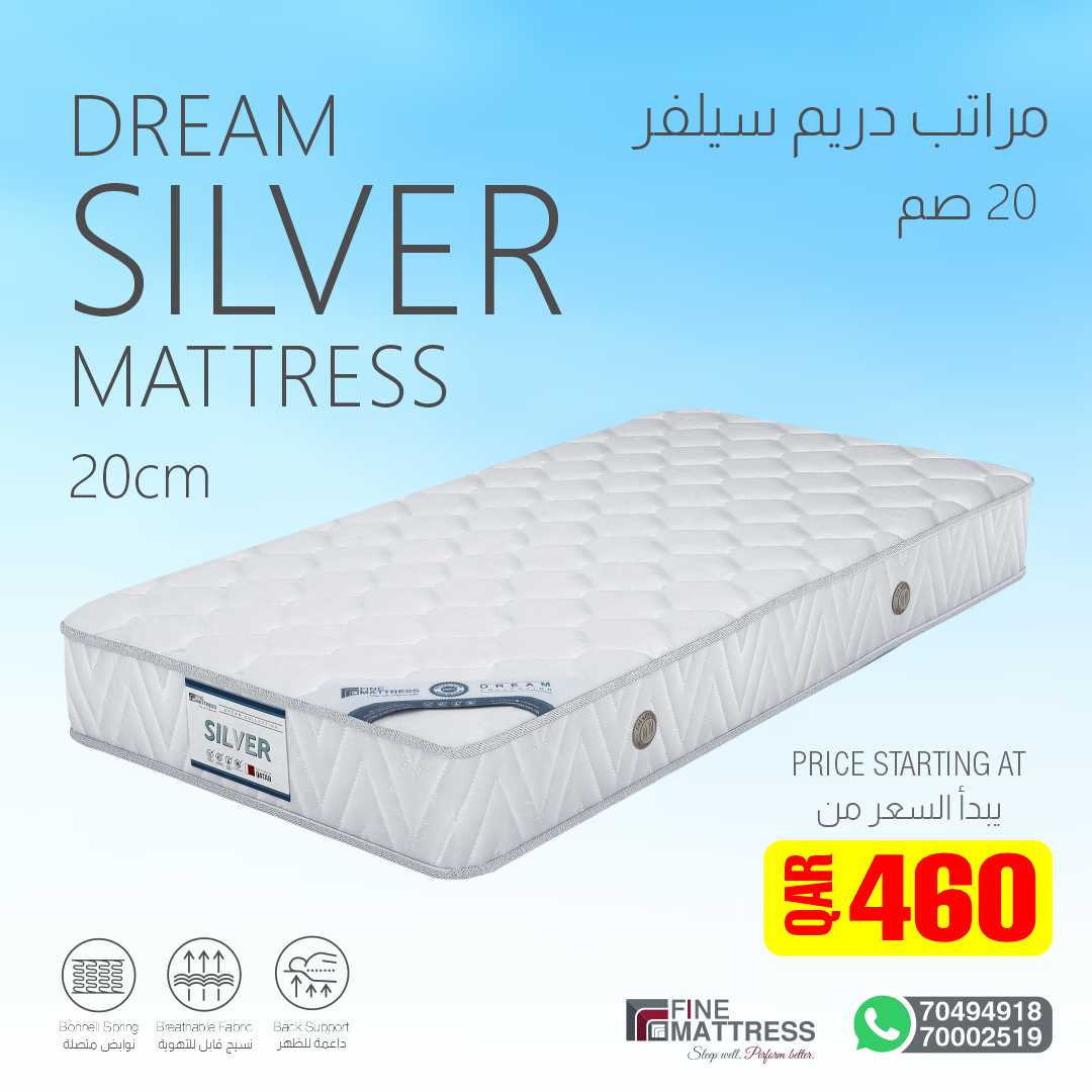 ستمنحك مجموعة الdream أفضل خيار للنوم جيدًا بأسعار معقولة!
Whatsapp - 70002519/70494918
#FineMattress #DreamCollection #SleepWell #PerformBetter #MadeInQatar #QatariProduct