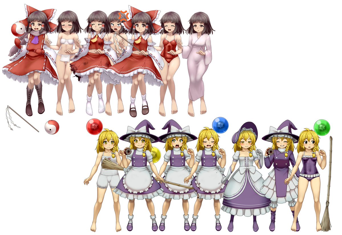 ニコ動などで使用できる東方の立ち絵素材を配布しています。
健全版は無料で。中身も欲しい人は100円でDL可能です。
全員に普通服、ボロ服、水着の服差分があり、帽子や靴、所持品なども細かくON/OFF出来ます。
1月1人のペースで更新していて、現在93人います。
https://t.co/9i6V8AD5o5