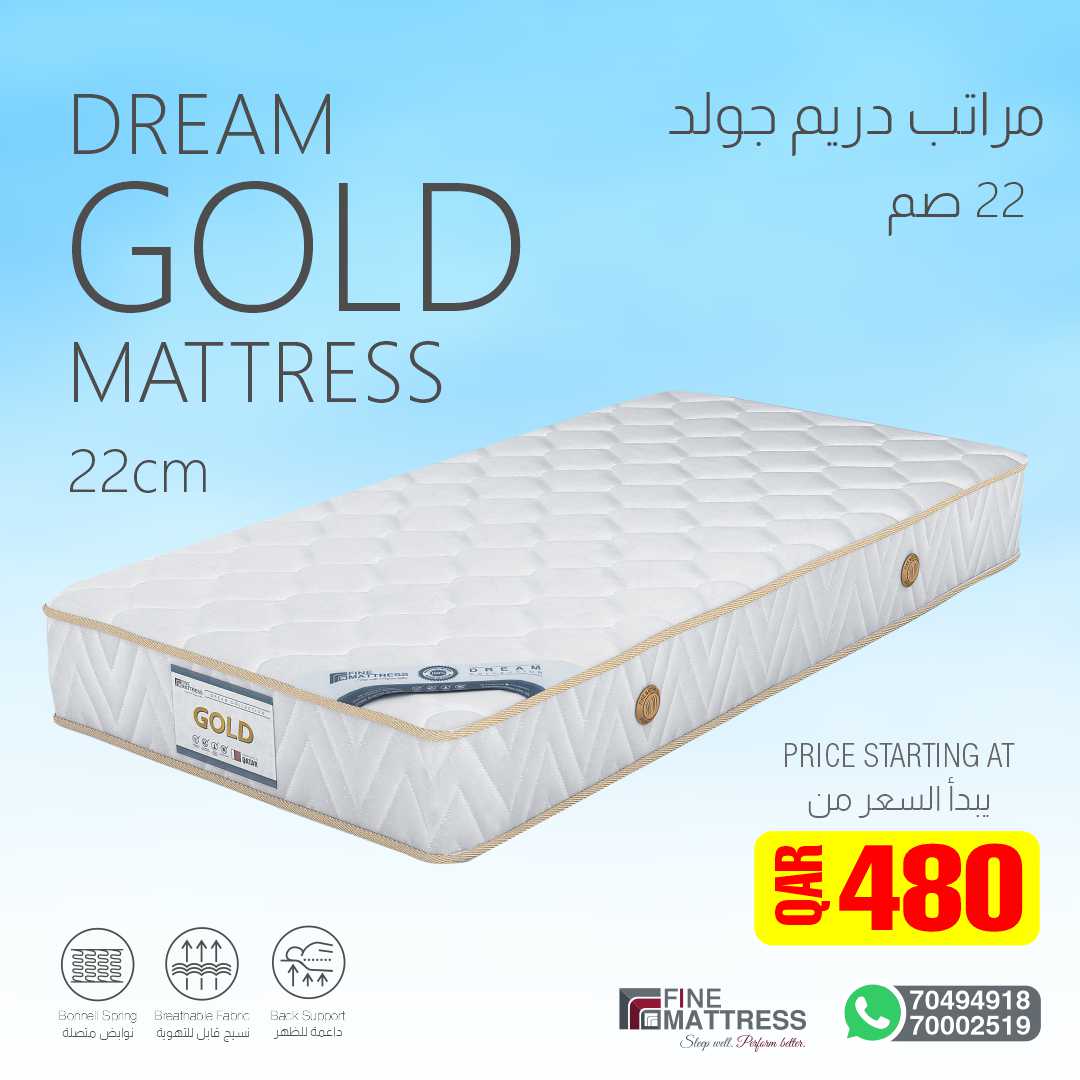 ستمنحك مجموعة الdream أفضل خيار للنوم جيدًا بأسعار معقولة!
Whatsapp - 70002519/70494918
#FineMattress #DreamCollection #SleepWell #PerformBetter #MadeInQatar #QatariProduct