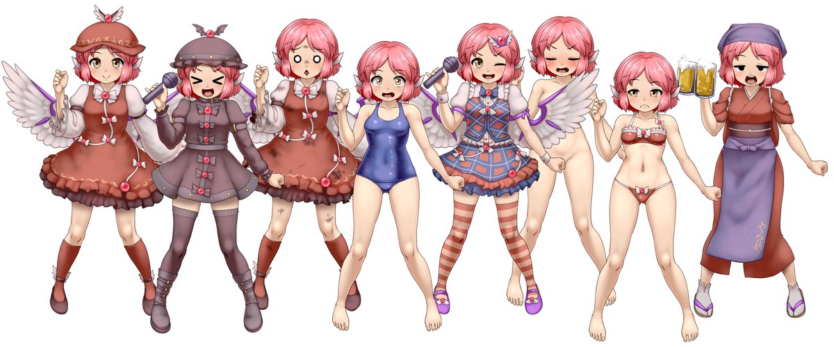 ニコ動などで使用できる東方の立ち絵素材を配布しています。
健全版は無料で。中身も欲しい人は100円でDL可能です。
全員に普通服、ボロ服、水着の服差分があり、帽子や靴、所持品なども細かくON/OFF出来ます。
1月1人のペースで更新していて、現在93人います。
https://t.co/9i6V8AD5o5